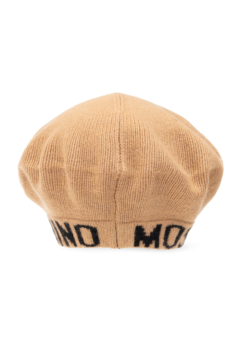 Берет из шерсти и вискозы с надписью MOSCHINO