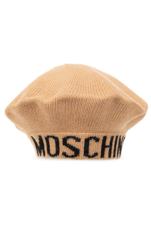 Берет из шерсти и вискозы с надписью MOSCHINO