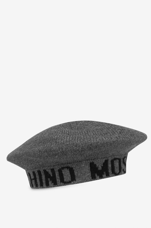 Берет из шерсти и вискозы с надписью MOSCHINO