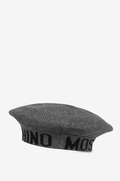Берет из шерсти и вискозы с надписью MOSCHINO